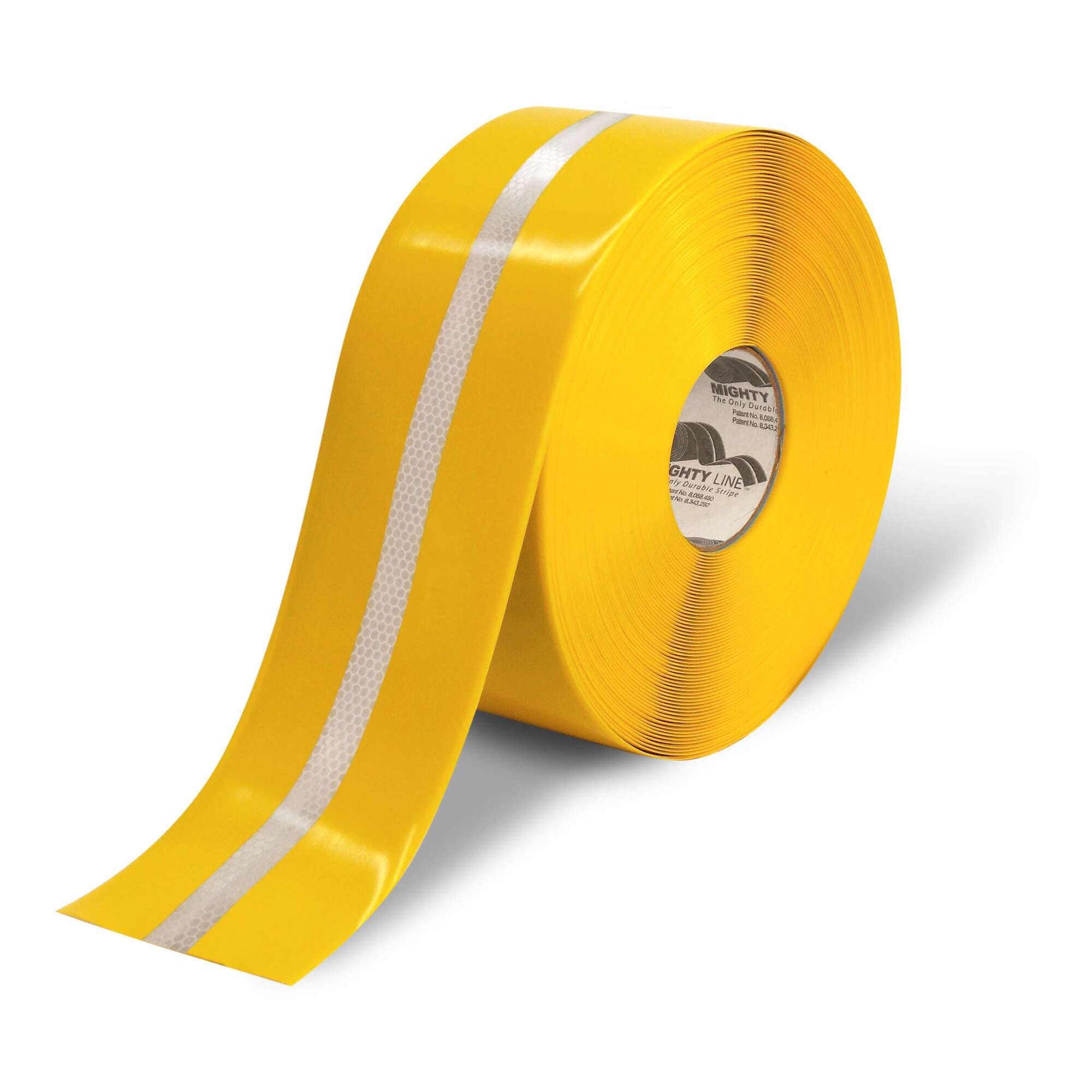 Mighty Line Reflective Floor Tape — 4in. x 75ft., Yellow with Reflective Center Line, 50 mil Thick, Model# 4RYREF